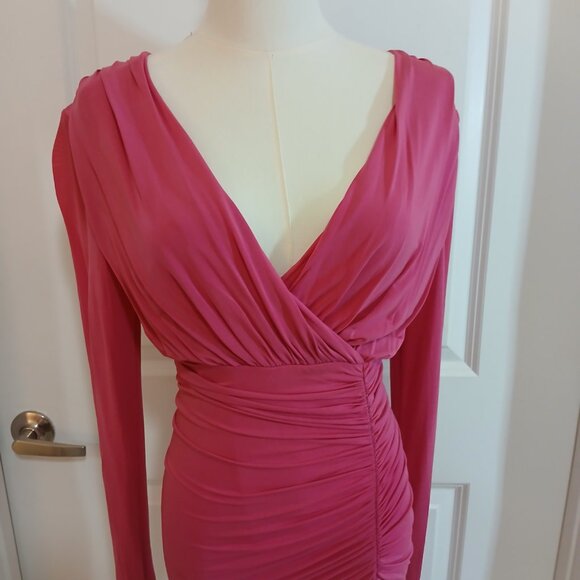 BCBGMAXAZRIA Dalton Cocktail Dress Women’s Size S Pink Bodycon Draped Open Back - Picture 3 of 9